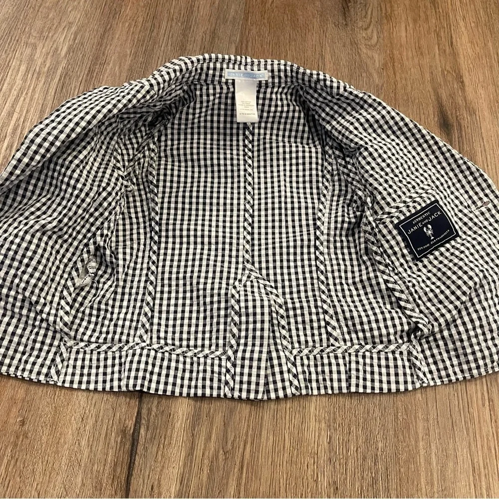 Janie And Jack Blazer Baby Boy Sz 12-18 Mo Blue Gingham Jacket Preppy Cotton